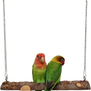 Nynelly Small Pet Bird Swing Parrot Swing Parrot Cage Toys Natural Wooden Swing Toys for Parakeet Cockatiel Conure Lovebirds Canaries African Parrot Small and Medium Parrots