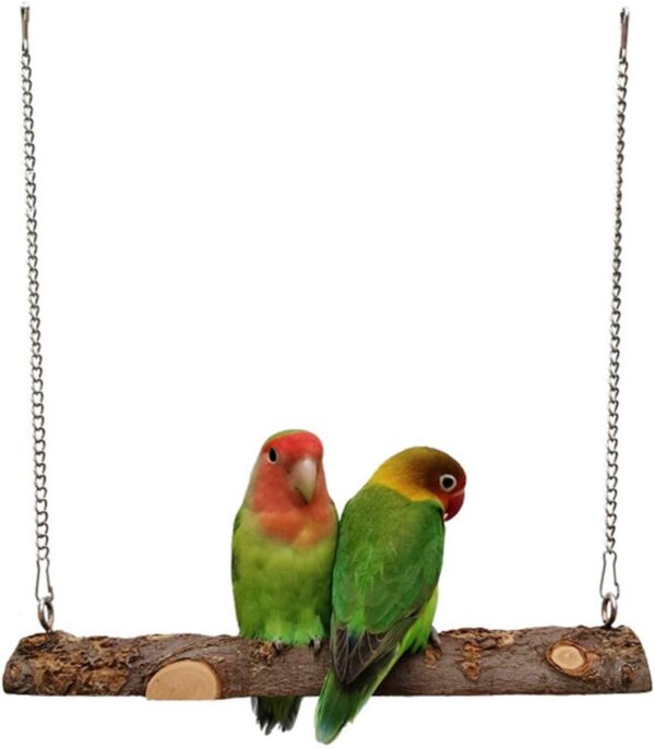 Nynelly Small Pet Bird Swing Parrot Swing Parrot Cage Toys Natural Wooden Swing Toys for Parakeet Cockatiel Conure Lovebirds Canaries African Parrot Small and Medium Parrots