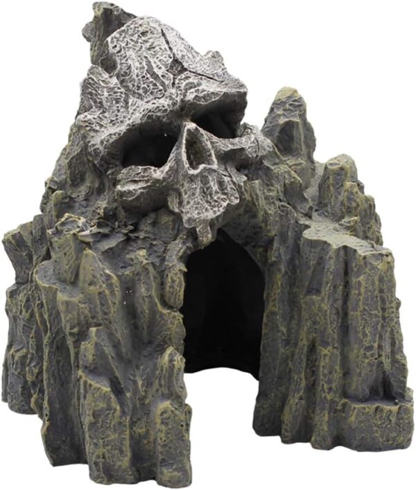 OMEM Reptile Decorations for Terrarium Resin Skull Rock Ornament Habitat Decor Landscaping Aquarium Fish Tank Hideout