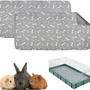 Oncpcare 2 Pack 47x24 Washable Guinea Pig Fleece Cage Liners Waterproof Guinea Pig Bedding for Cage Guinea Pig Cage Accessories Absorbent Pet Pee Pads for Rabbit Bunny Hamster Small Animals