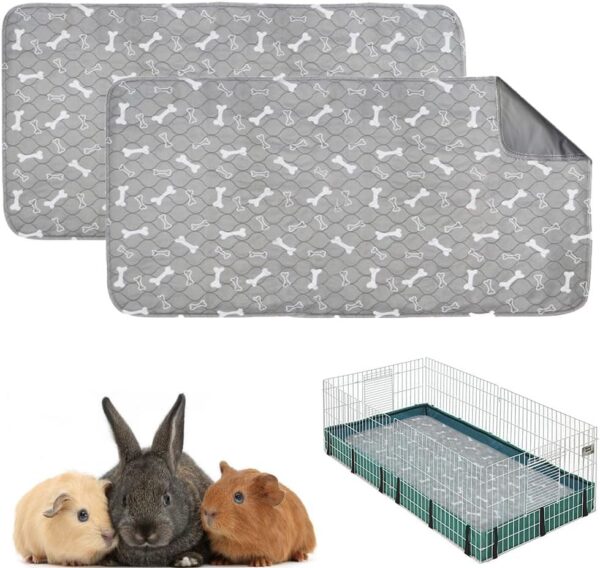 Oncpcare 2 Pack 47x24 Washable Guinea Pig Fleece Cage Liners Waterproof Guinea Pig Bedding for Cage Guinea Pig Cage Accessories Absorbent Pet Pee Pads for Rabbit Bunny Hamster Small Animals