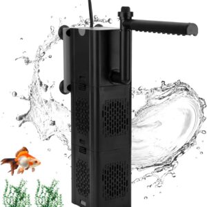 OurLeeme Fish Tank Filter Aquarium Filter Pump 30W Internal Fish Tank Pump and Filter with 2-Stage Filtration, 5-in-1 Filter Pump Flow Rate and Direction Adjustable