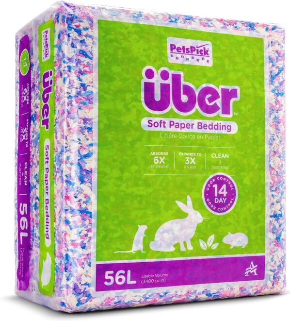 PETSPICK Uber Soft Paper Pet Bed for Small Animals, Confetti, 56 L