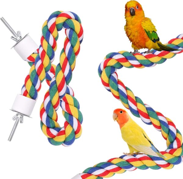 Parrot Rope,1 PCS Bird Perches Cage Rope,Parrot Perch Bird Toys Parrot Swing Chewing Standing Hanging Perch,Parrot Cotton Rope Climbing Rope Bird Playground Rope Perches,for Budgie Bath(31.5 Inches)