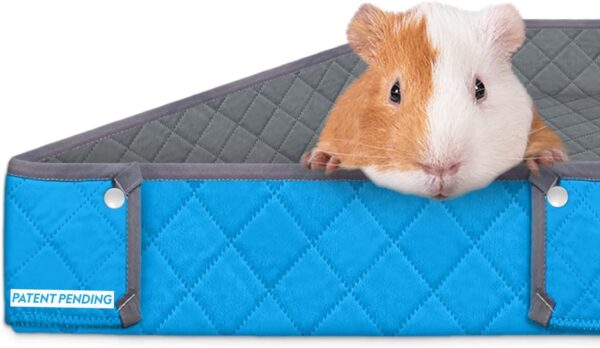 Paw Inspired Critter Box Washable Cage Liner, Reversible Fleece Bedding with Raised Sides for Guinea Pigs and Other Small Animals (C&C 2x3 (14" Grids), Gray/Blue)