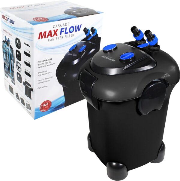 Penn-Plax Cascade Max Flow Aquarium Canister Filter – Great for Extra Large Fish Tanks – More Than Suitable for 250+ Gallon Aquariums – 820 Gallons per Hour (GPH)