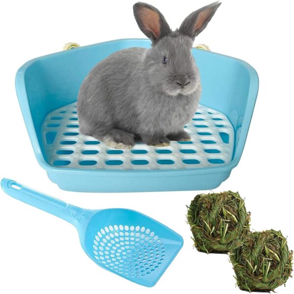 Rabbit Litter Box Small Animal Potty Trainer Corner Pet Toilet Litter Bedding With Scoop for Bunny Guinea Pig Chinchilla Ferret