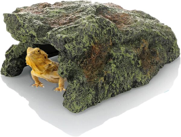 Reptile & Amphibian Habitat Décor | Aquarium Decorations Cave| 7.8 x 5.9 x 3.1'' Reptile Rock Hide Cave for Lizards, Bearded Dragon,Turtle,Tortoise,Crested Gecko| Reptile Tank Accessories