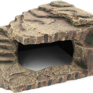 Resin Reptile Hideouts Cave Habitat Decor for Gecko Leopard Lizards Toad Turtle (B- Extra Large)