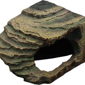 Resin Reptile Rock Hide Cave, Decorative for Aquariums & Terrariums, Great for Reptiles, Amphibians, and Fish