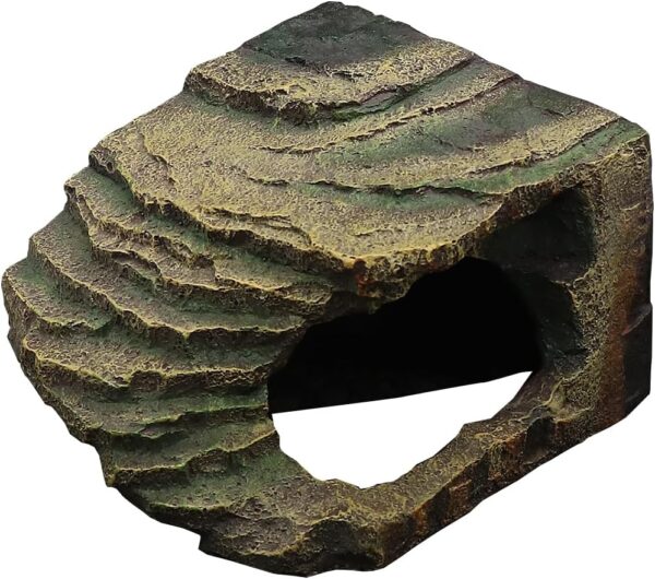 Resin Reptile Rock Hide Cave, Decorative for Aquariums & Terrariums, Great for Reptiles, Amphibians, and Fish