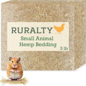 Ruralty Hemp Bedding for Chickens - 3 Pound Absorbent Chicken Coop Bedding - Odor Reducing USA Grown Hamster, Mouse, Rabbit, Horse, Chick, Gerbil and Small Animal Brooder Flooring