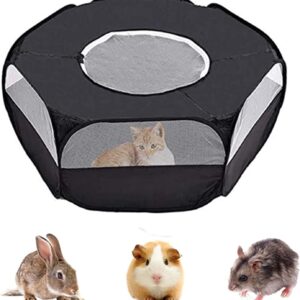 Small Animal Cage, Pet Playpen, Play Tent, Indoor/Outdoor Bed Fence, Portable Playpen for Hamster, Chinchilla, Bearded Dragon and Hedgehog (Cover -BLK)