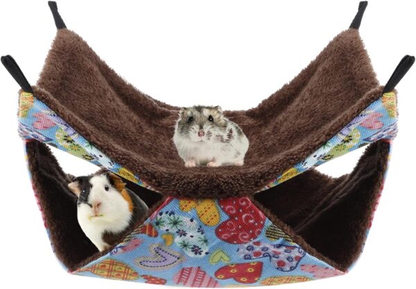 Small Animal Hammock,Double Layer Pet Hanging Bed Cage Hammock Toy Fit for Ferret/Squirrels/Chinchillas/Hamster/Gerbil/Rat/Other Small Animals,Cage Accessories Bunkbed Hammock (Double Layer)