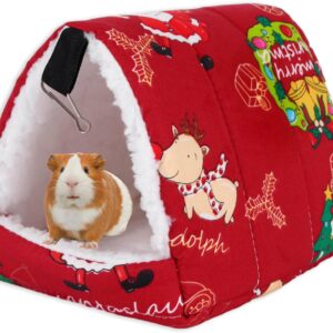 Small Animal Plush Bed, Guinea Pig Rabbit House Plush Rabbit Hole Bed Rat Cage Accessories Cozy Hamster Rabbit Bed Guinea Pig Hideaway Christmas Large Guinea Pig Animal Bed for Winter