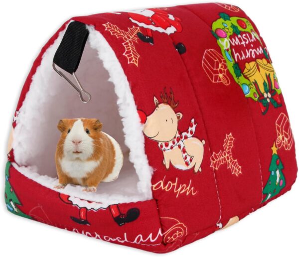 Small Animal Plush Bed, Guinea Pig Rabbit House Plush Rabbit Hole Bed Rat Cage Accessories Cozy Hamster Rabbit Bed Guinea Pig Hideaway Christmas Large Guinea Pig Animal Bed for Winter