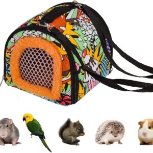 TeTupGa Small Animal Hamster Carrier, Portable Outgoing Bird Travel Cage Warm Zipper Breathable Guinea Pig Carry Cage For Rat Chinchilla