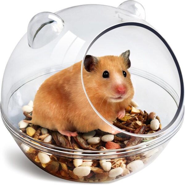 TieLishor Hamster Bathroom,Hamster Bathtub,Small Animal Habitat Décor,Sand Bath Container,Sand Bath Box for Small Pet Animals Cage Accessories (S 4.4 * 4.4 * 3.5 inch)