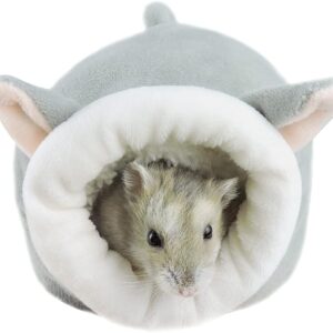 WishLotus Hamster Bed, Mini Soft and Warm Hamster House Cute Non-Slip Hamster Sleeping nest Small Animals Bedding House for Dwarf Hamsters, Mini Hedgehogs and Small Pets (Grey)