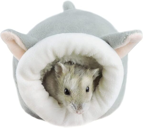 WishLotus Hamster Bed, Mini Soft and Warm Hamster House Cute Non-Slip Hamster Sleeping nest Small Animals Bedding House for Dwarf Hamsters, Mini Hedgehogs and Small Pets (Grey)