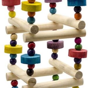 XINgjyxzk Bird Swing Toy Natural Wood Parrot Perch Wood Beads Blocks Chew Toy Cage Decors For Large Birds Easy To Install