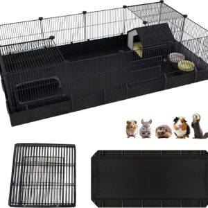 Xymoso DIY Guinea Pig Cages with Waterproof Canvas Bottom,16 Panels Small Animal Cage Pet Playpen with Door for Bunny Turtle Hedgehog,Indoor Metal Wire Yard Fence Outdoor