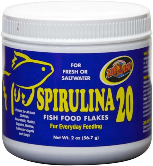 Zoo Med Spirulina 20 Flake Fish Food, 2-Ounce