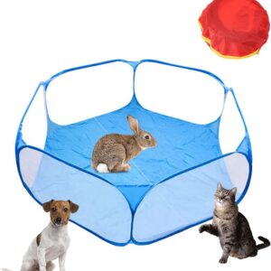 huahuo Pet Cage Tent Hamster Playpen Small Animals Playpen Exercise Fence Waterproof Breathable Indoor Zipper Cover Portable（Blue）