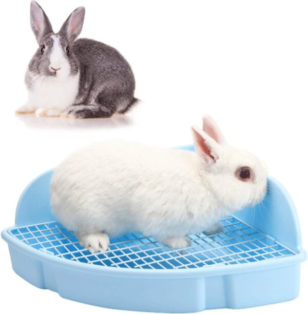 kathson Large Rabbit Litter Box Bunny Corner Toilet Box Potty Trainer Bigger Pet Pan Small Animal Cage Toilet Bedding Box Fanshaped for Adult Guinea Pigs Chinchilla Ferret Galesaur