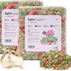 tafit Dust-Free Small Animal Bedding, Natural Soft Paper Bedding for Odor Control, Suitable for Guinea Pigs, Rabbits, Rats, Gerbils, Chinchillas, and Hamsters, 12 Liters（Green Mix）